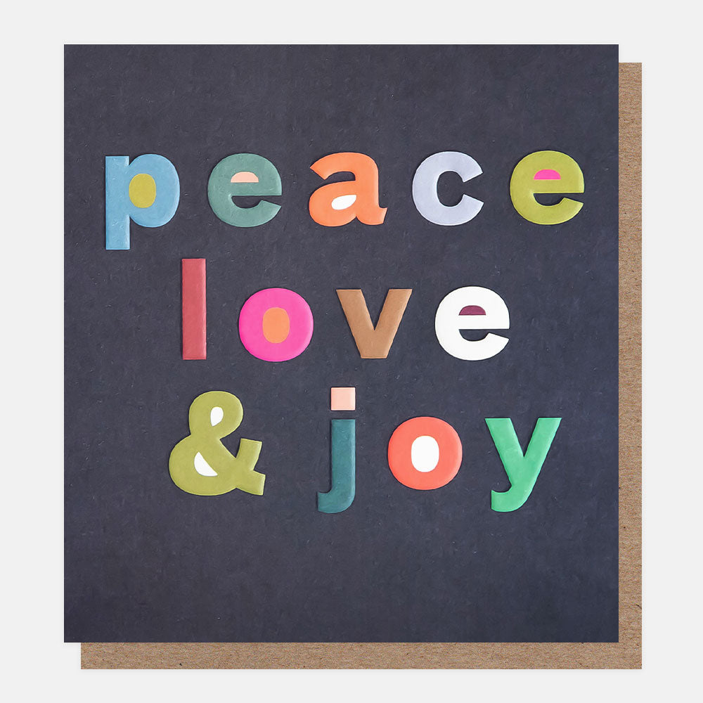 peace, love & joy slogan charity christmas cards pack