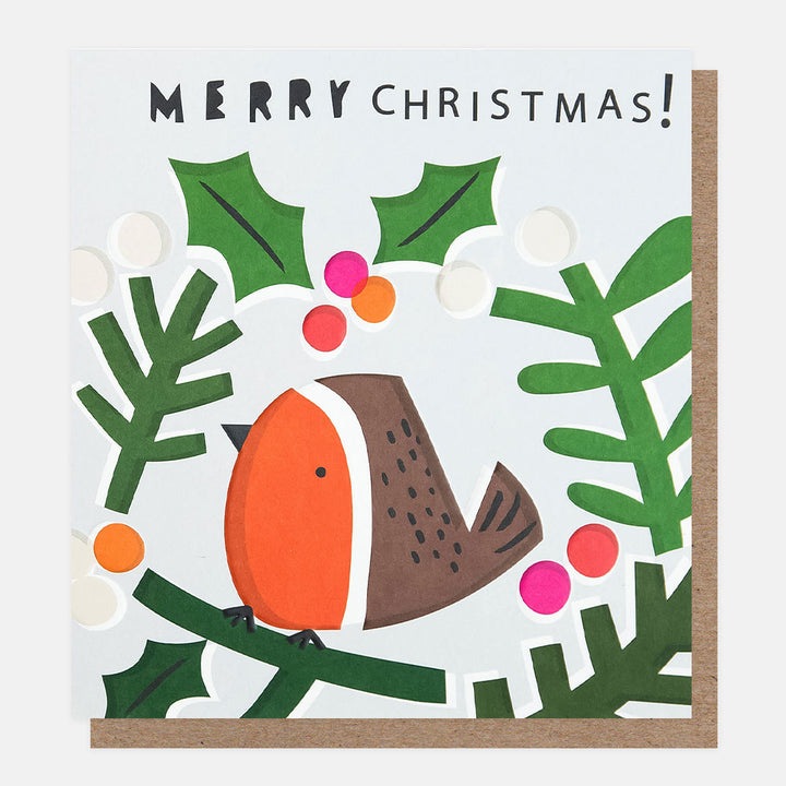 robin in seasonal sprigs charity christmas cards pack