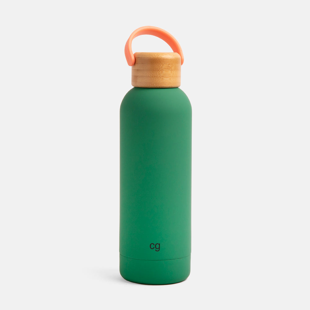 bright green metal water bottle with leak proof lid