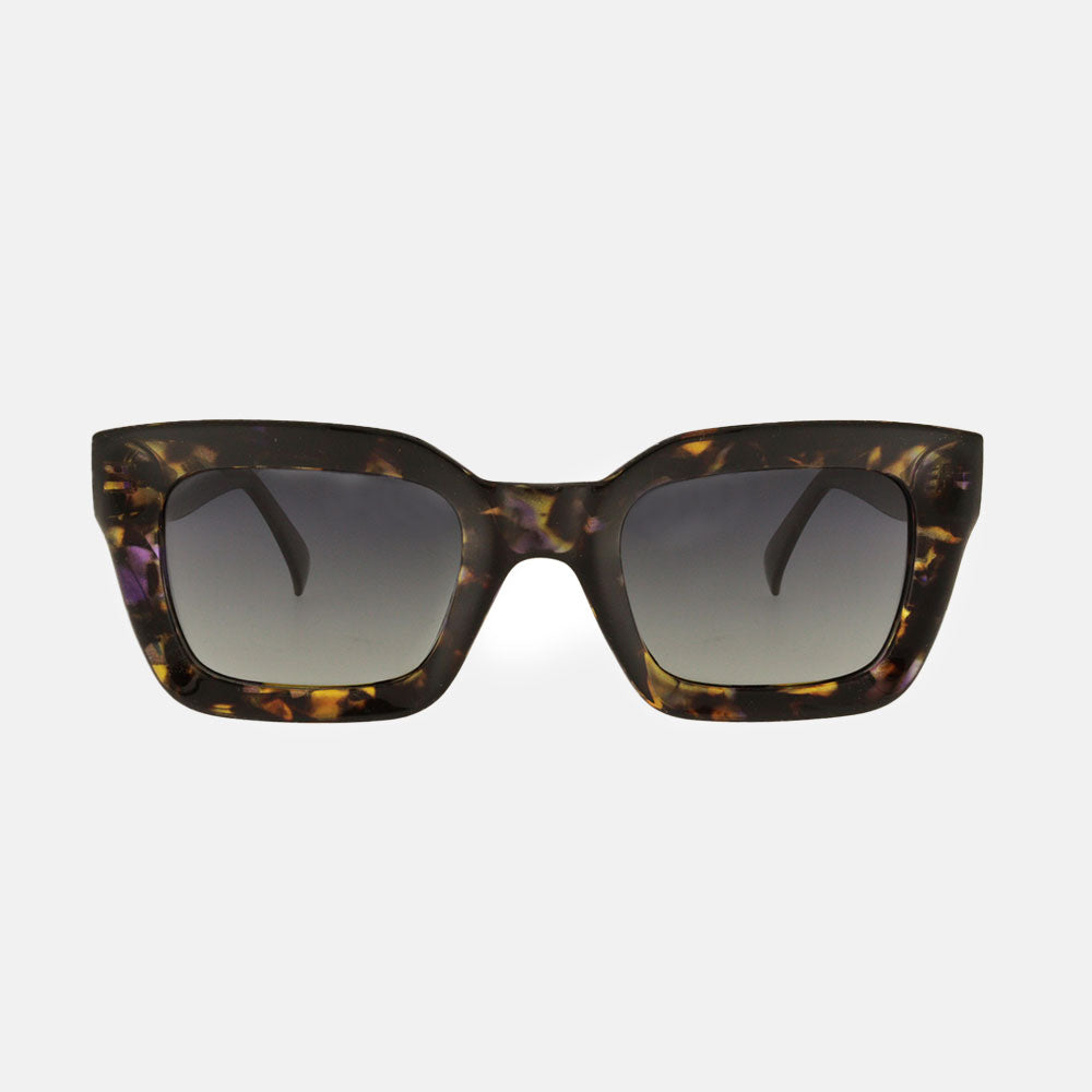 dark quartz rectangle frame sunglasses with grey polarised lenses