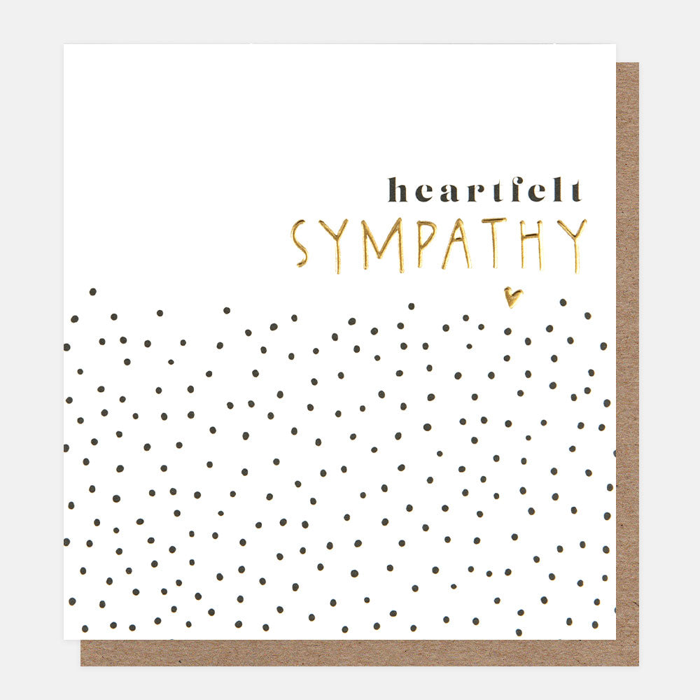 black dots and gold heart sympathy card