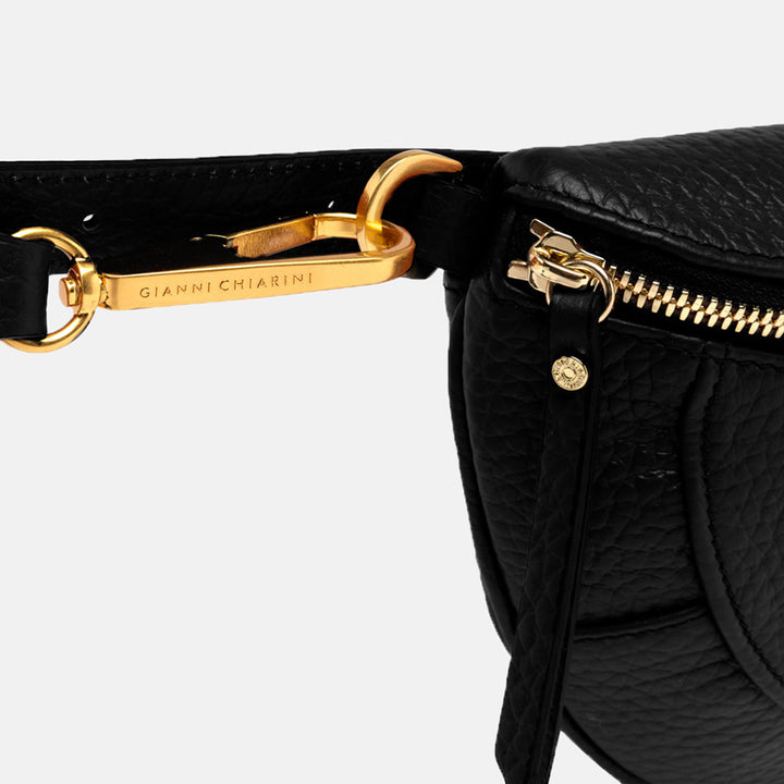 Black Leather Brooke Crossbody Belt Bag, made in Italy by Gianni Chiarini