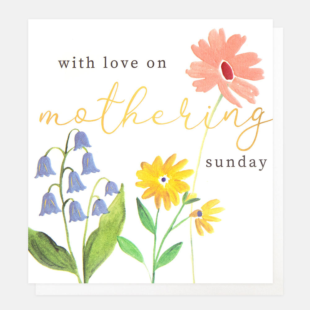 bright spring flowers with love on mothering sunday mother's day card