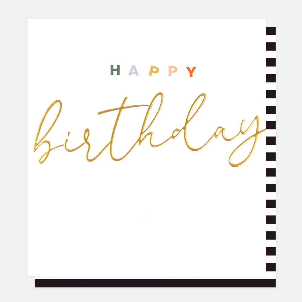 gold foil lettering happy birthday card