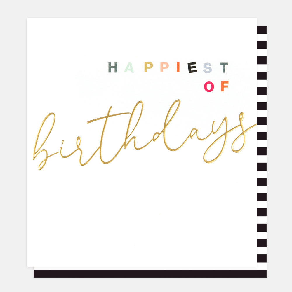 gold foil lettering happiest of birthdays card