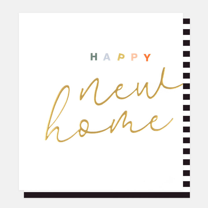 gold foil lettering happy new home card