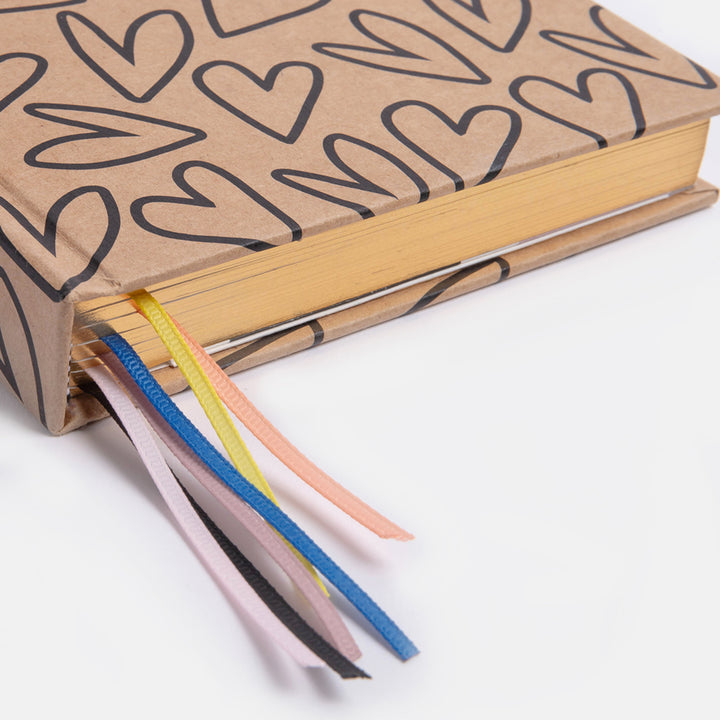 outline hearts design hardback ruled page notebook