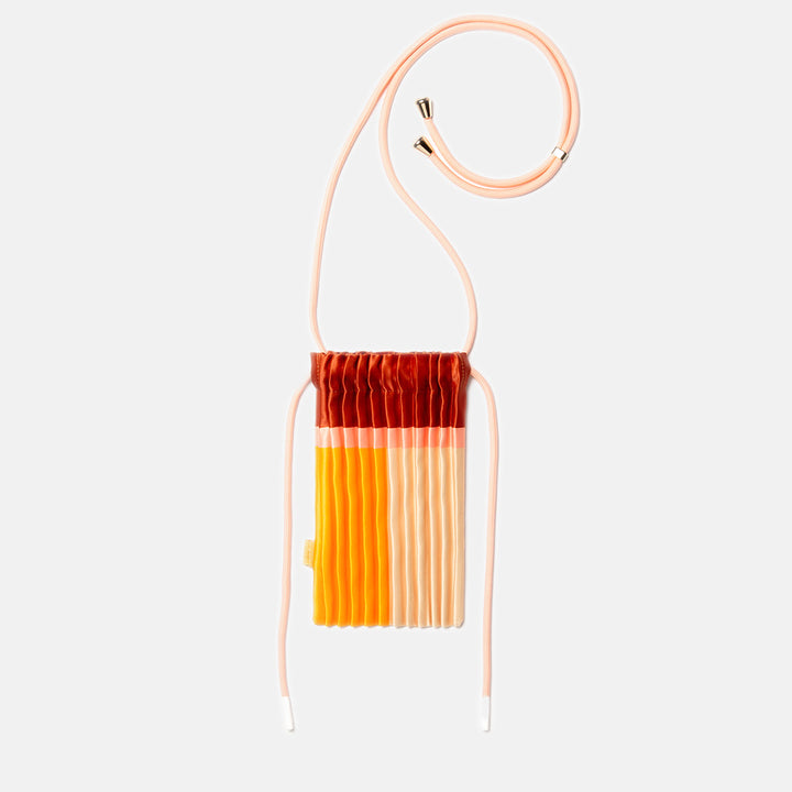 red, orange, pink pleated satin mini crossbody bag