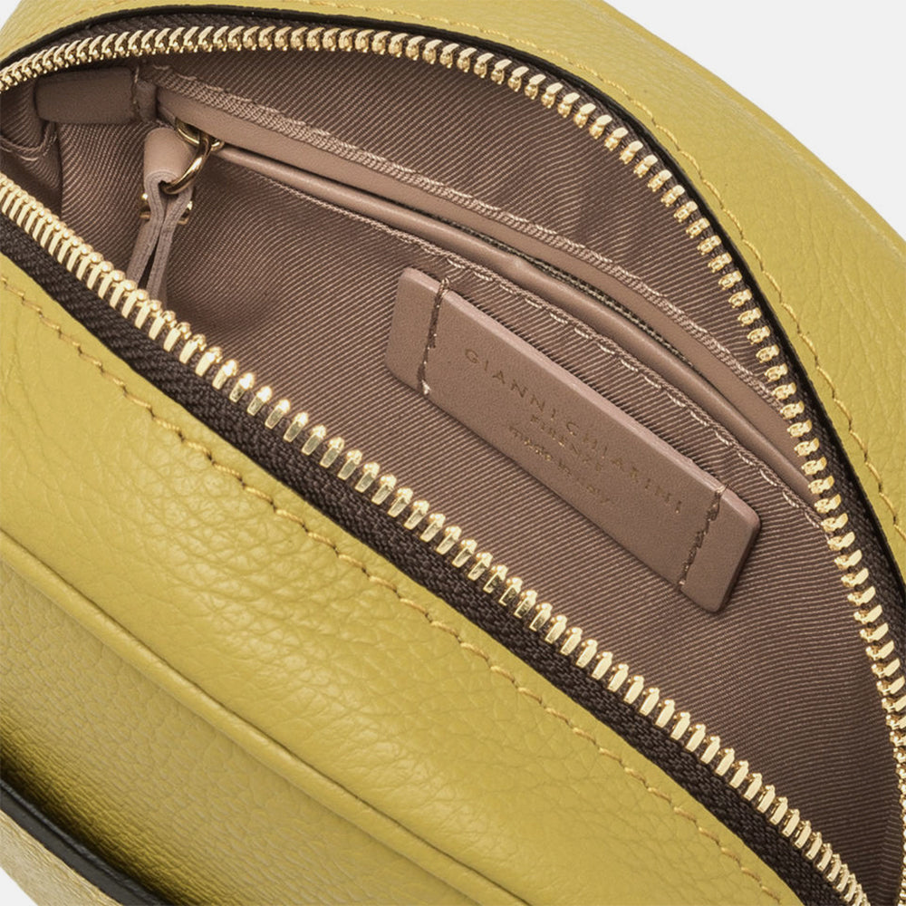 Yellow leather Nina camera bag, made in Italy by Gianni Chiarini