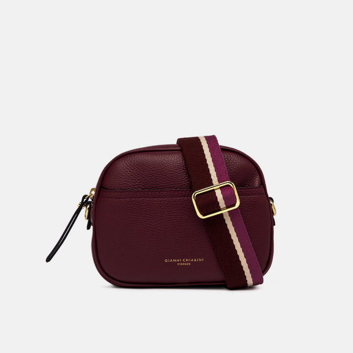 deep red leather Nina camera bag, made in Italy by Gianni Chiarini