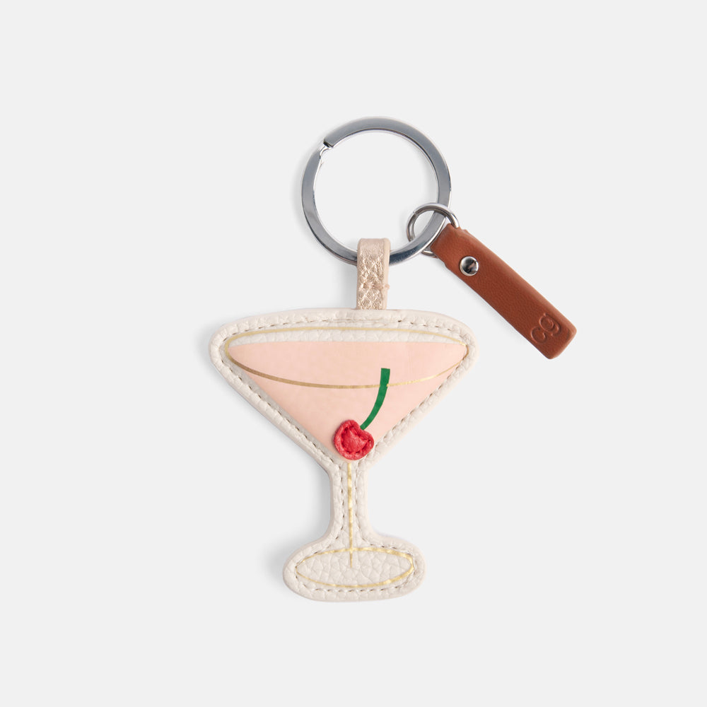 pink cocktail glass keyring