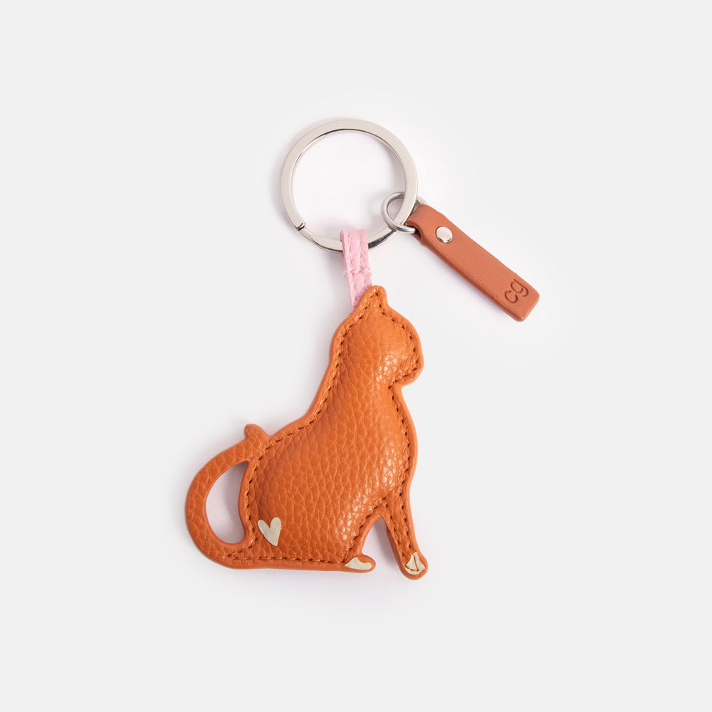 ginger cat leather look PU padded keyring