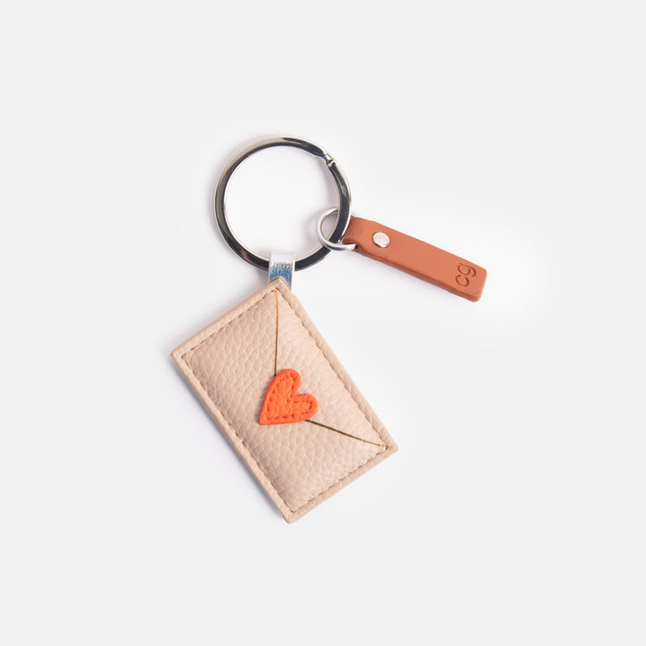 leather look PU love letter shaped padded keyring