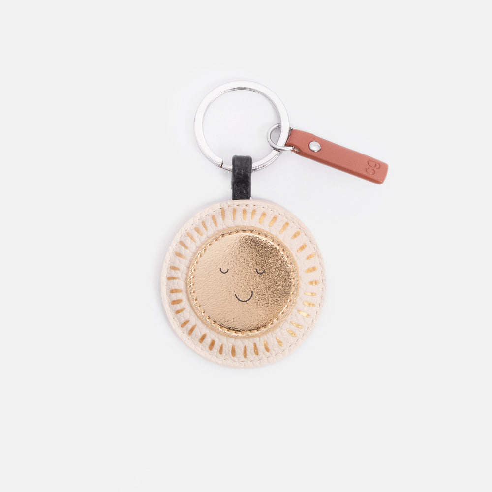 leather look gold sunshine keyring