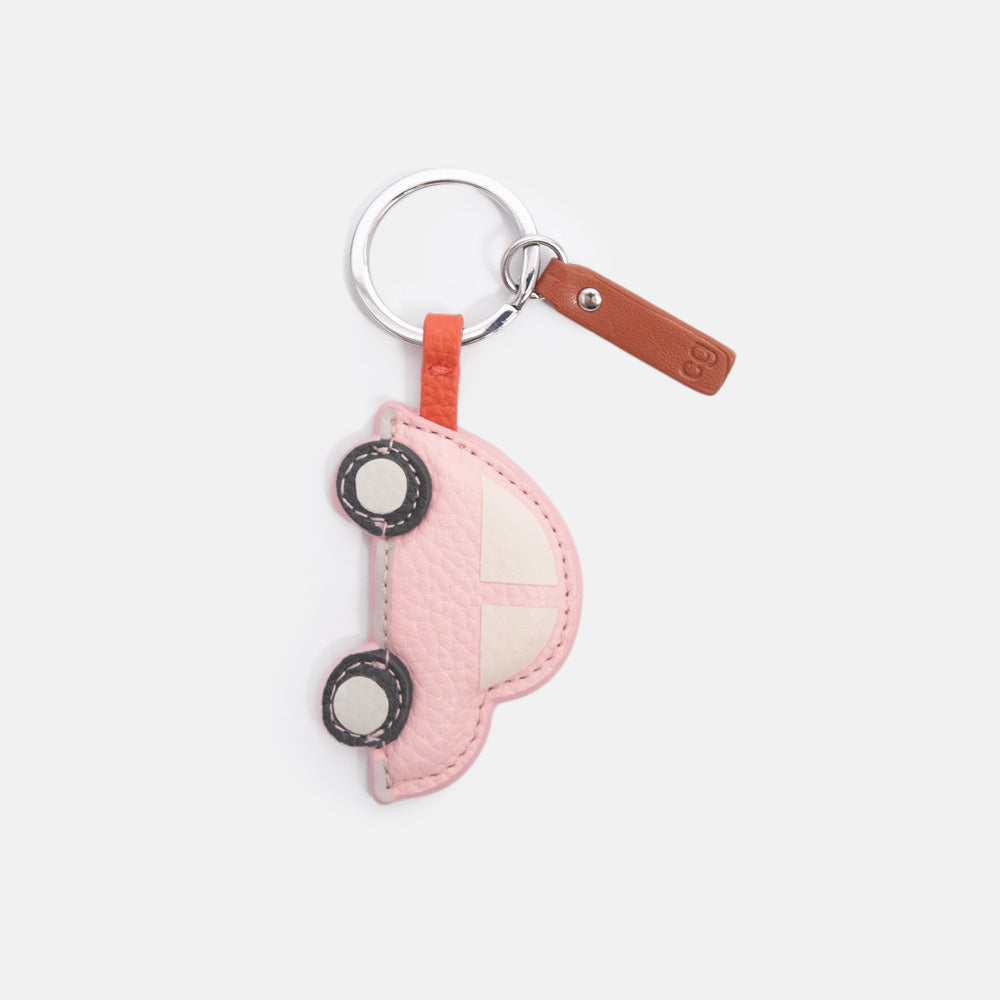 leather look pink car keyring