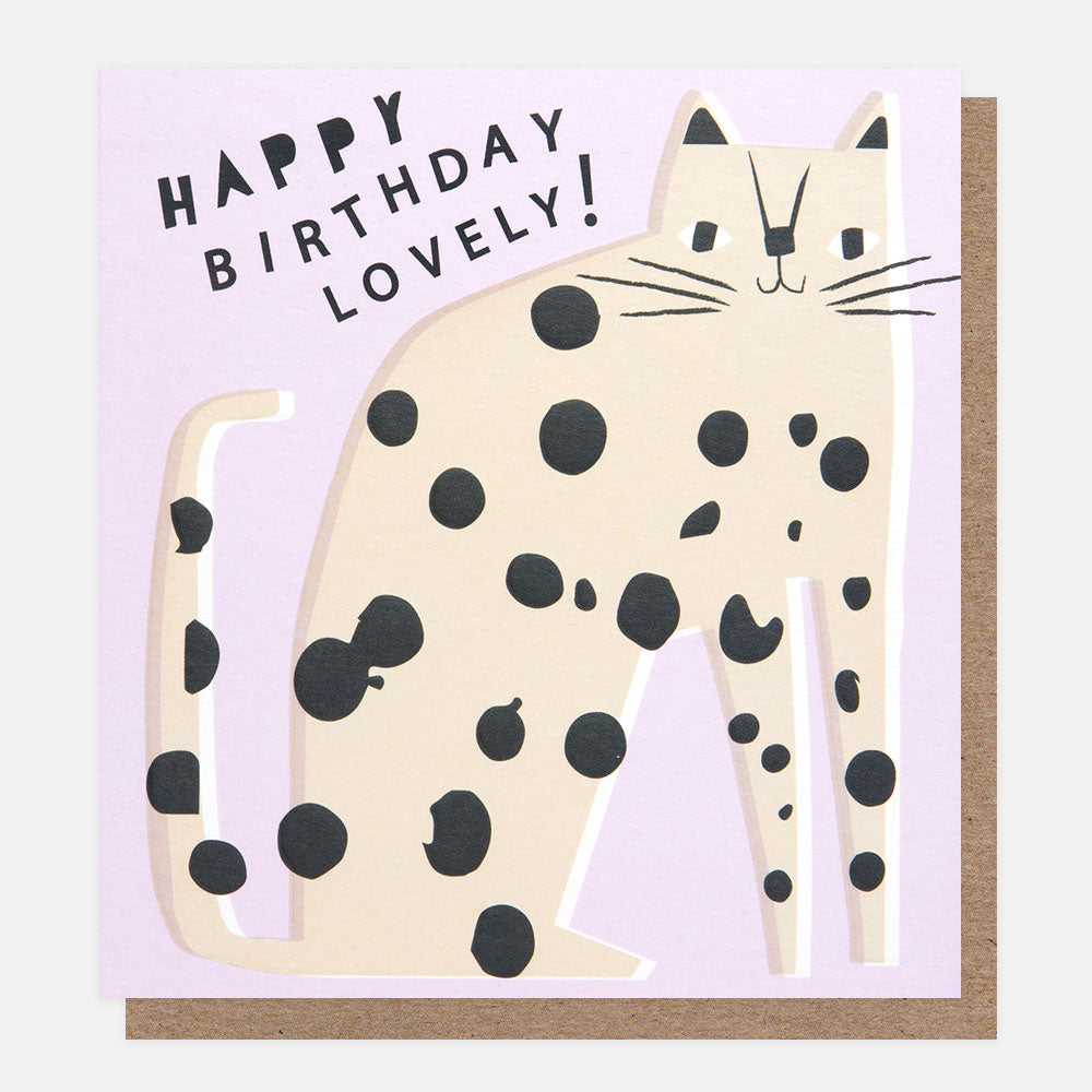 black and white spotty cat happy birthday lovely card
