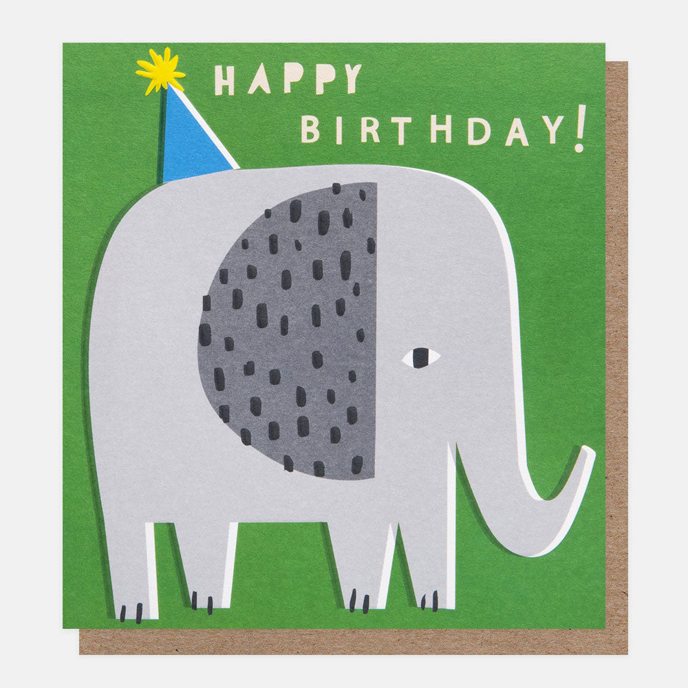 Elephant In A Party Hat Happy Birthday Card