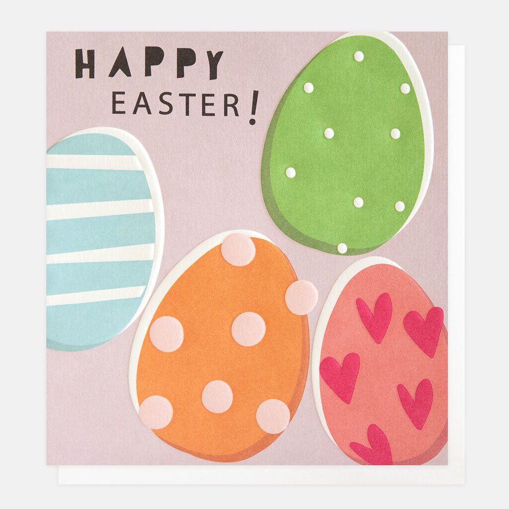 colourful patterned eggs happy Easter card