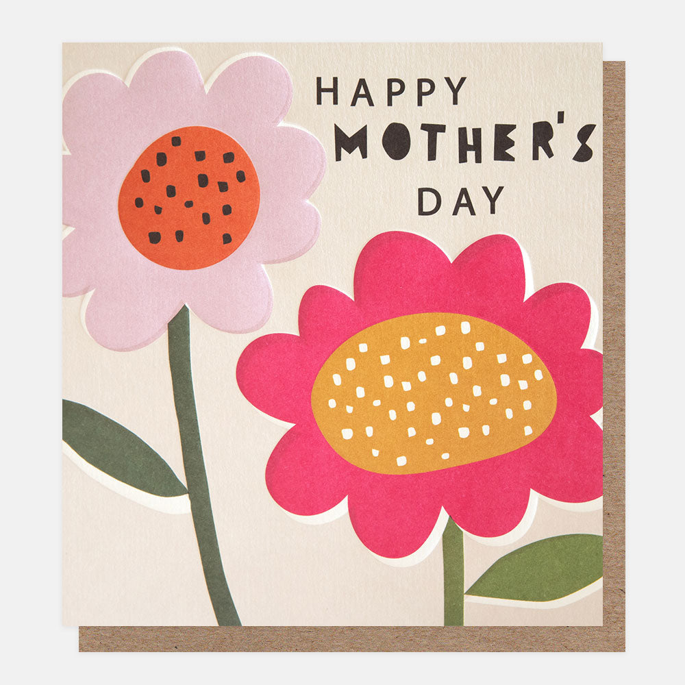 bright pink flowers happy mothers day card