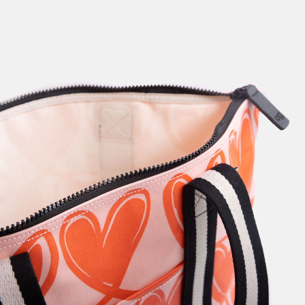 Pink/Orange Looped Hearts Overnight Bag