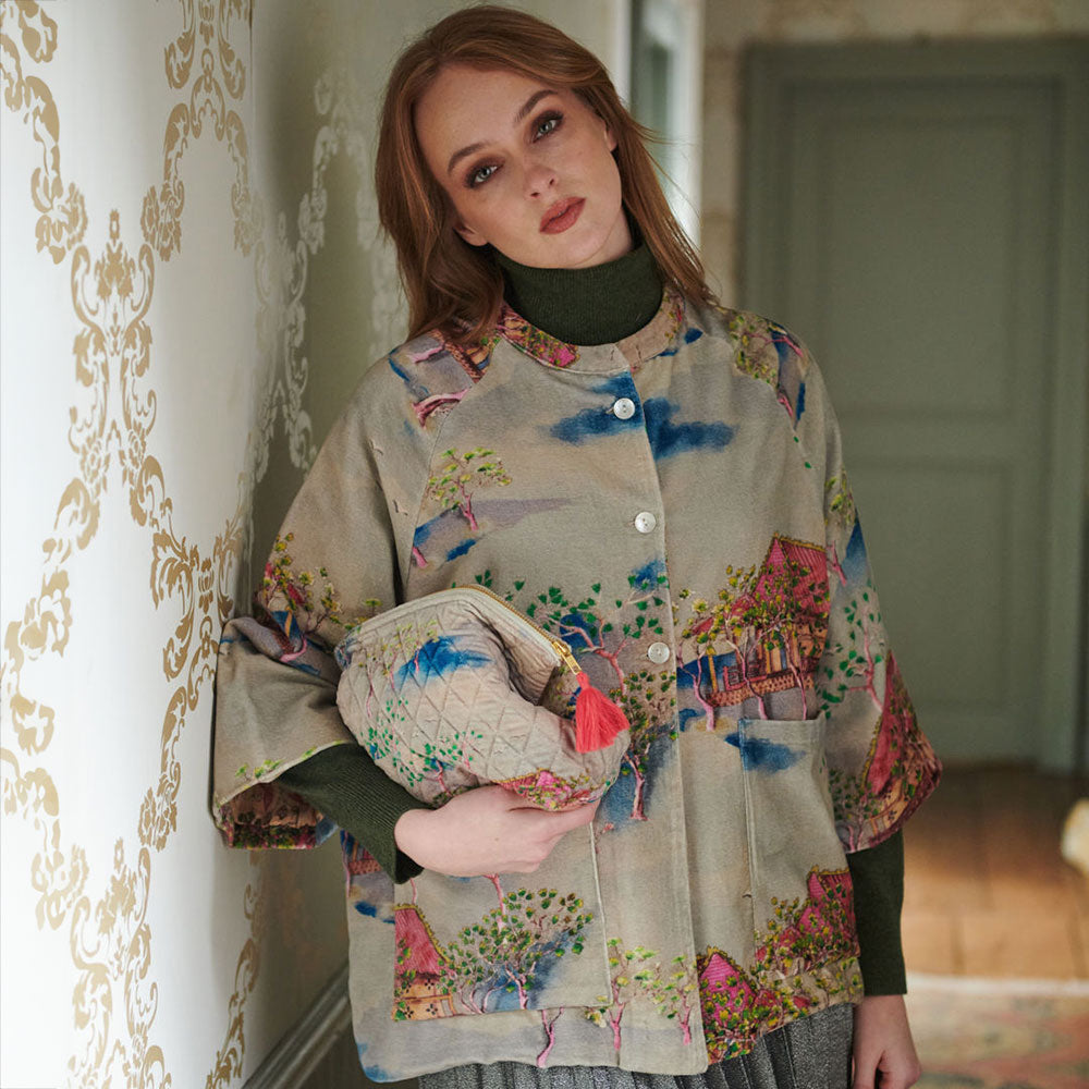 oriental landscapes velvet short jacket, made by 100 stars