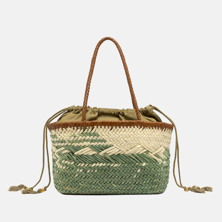 Green Woven Straw Paloma Handbag