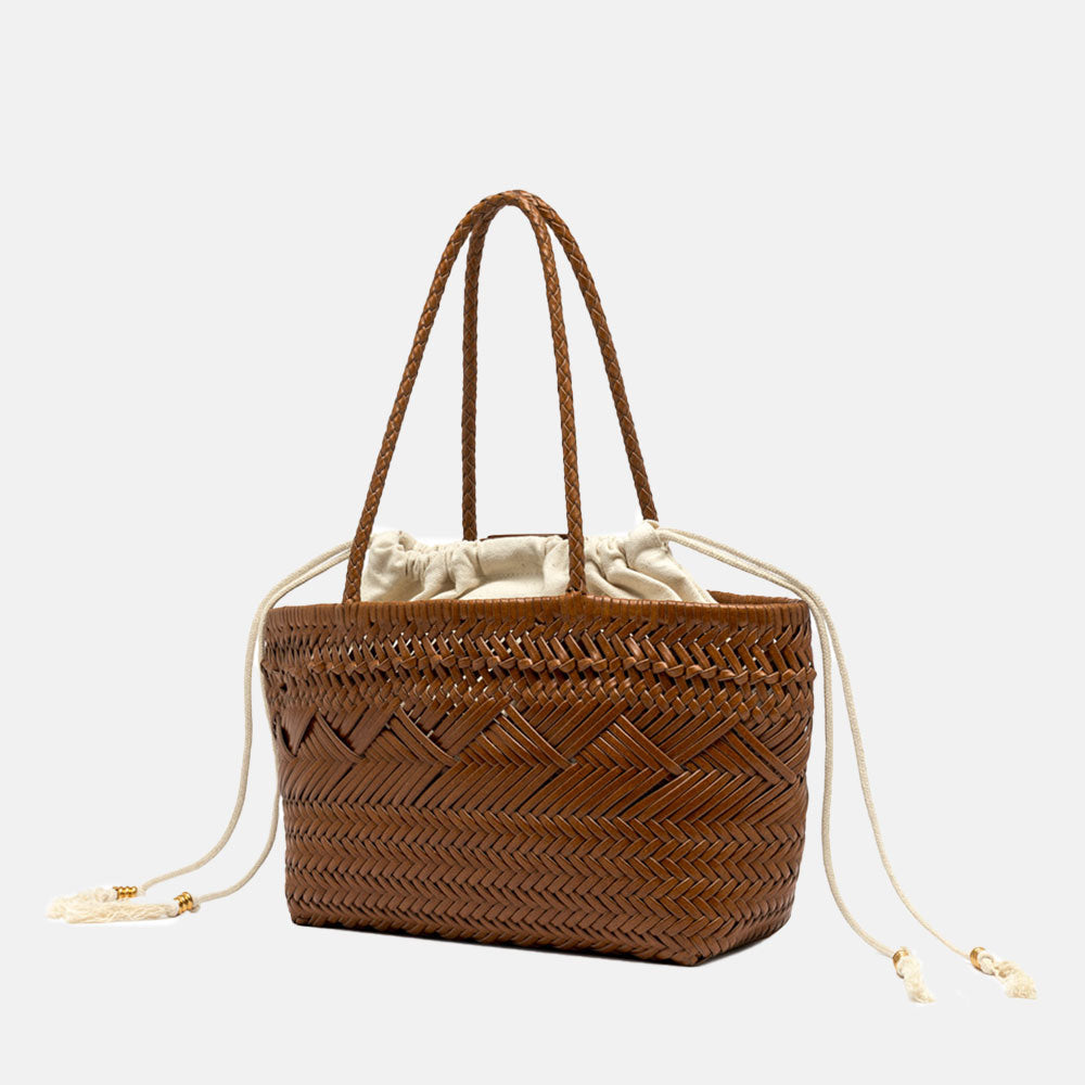 Tan Woven Leather Paloma Handbag