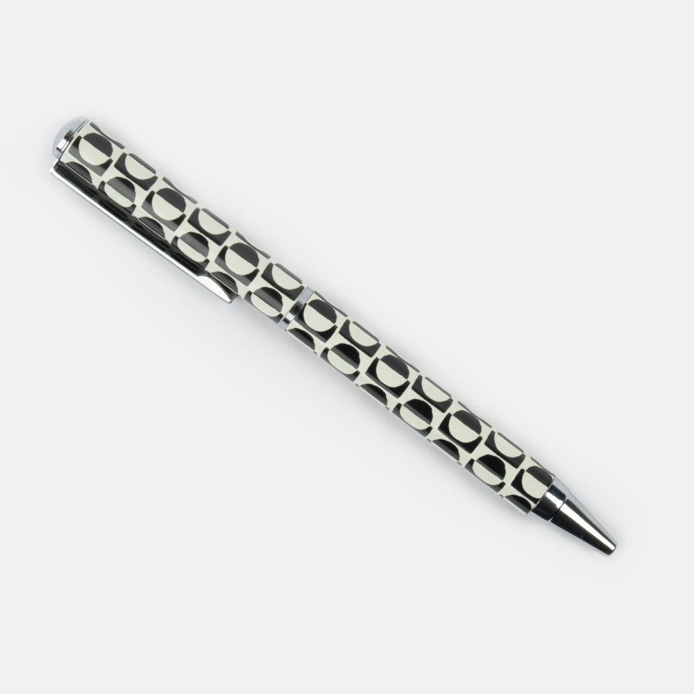 black and white monochrome geometric print ballpoint pen in gift box