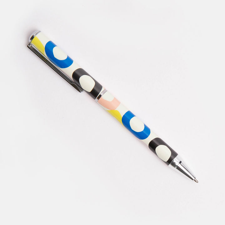 multi coloured loops print black ink ballpoint pen