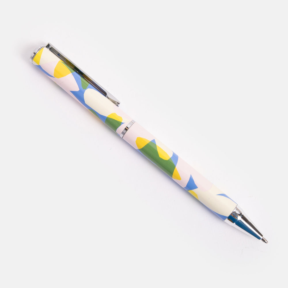 boxed ballpoint pen in colourful confetti hearts print