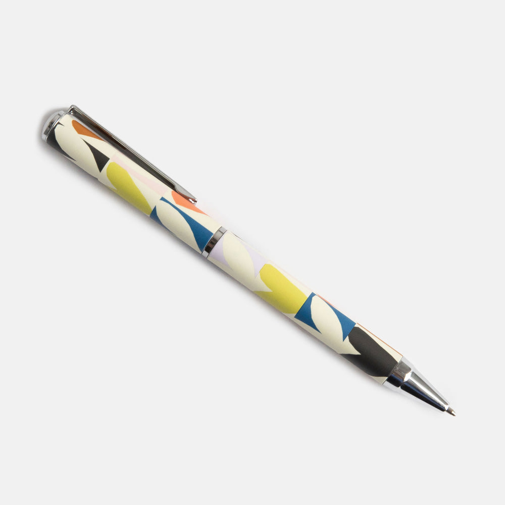 boxed ballpoint pen in colourful hearts design