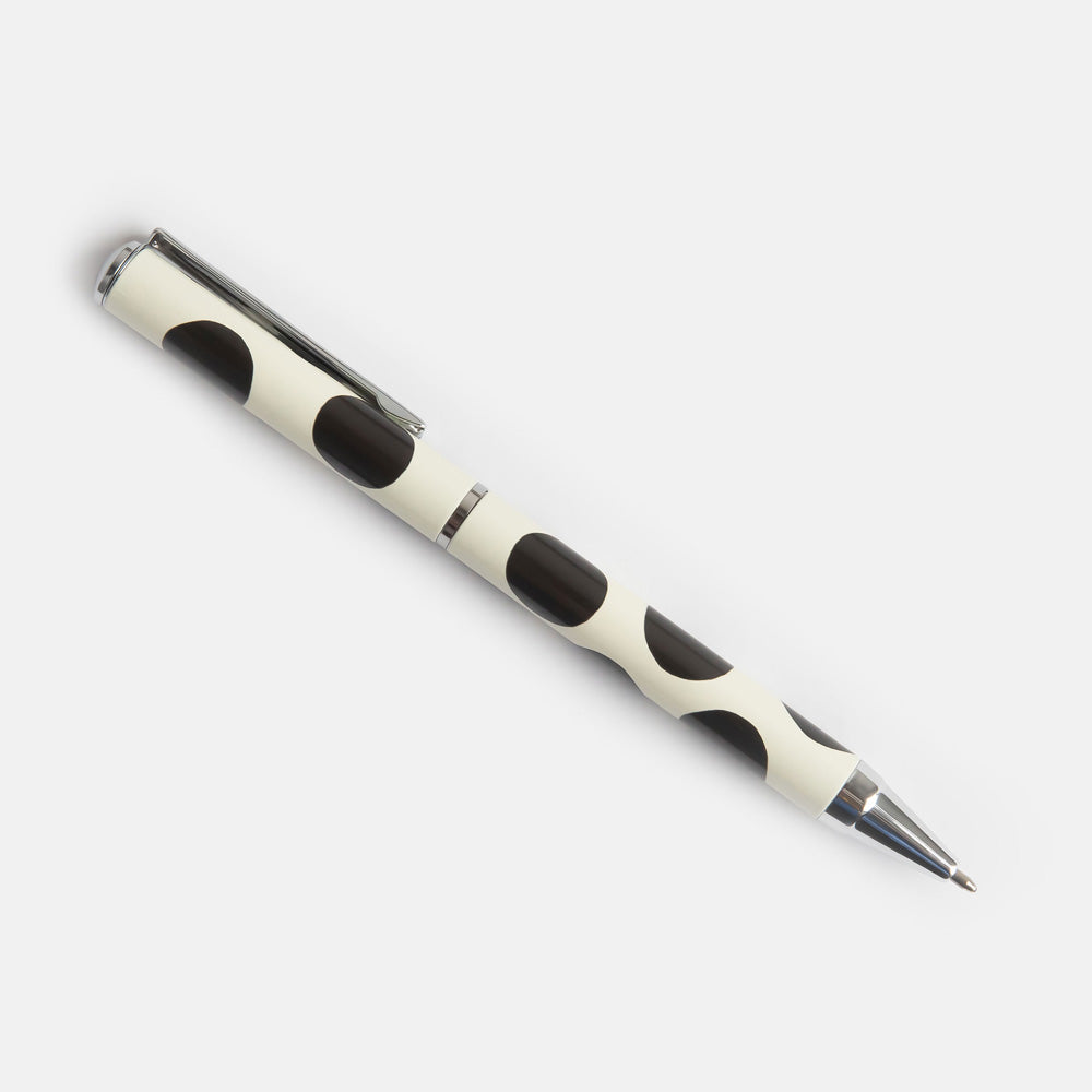 boxed ballpoint pen in big monochrome dots design