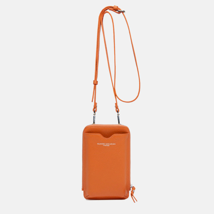 orange leather 'wallets dollaro' phone bag, made in Italy by Gianni Chiarini 