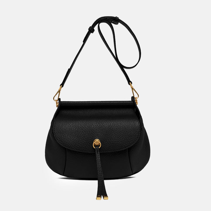 Black Leather Pilar Shoulder Bag, made in Italy by Gianni Chiarini