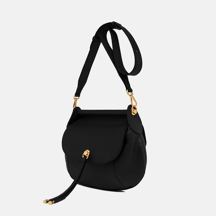 Black Leather Pilar Shoulder Bag, made in Italy by Gianni Chiarini