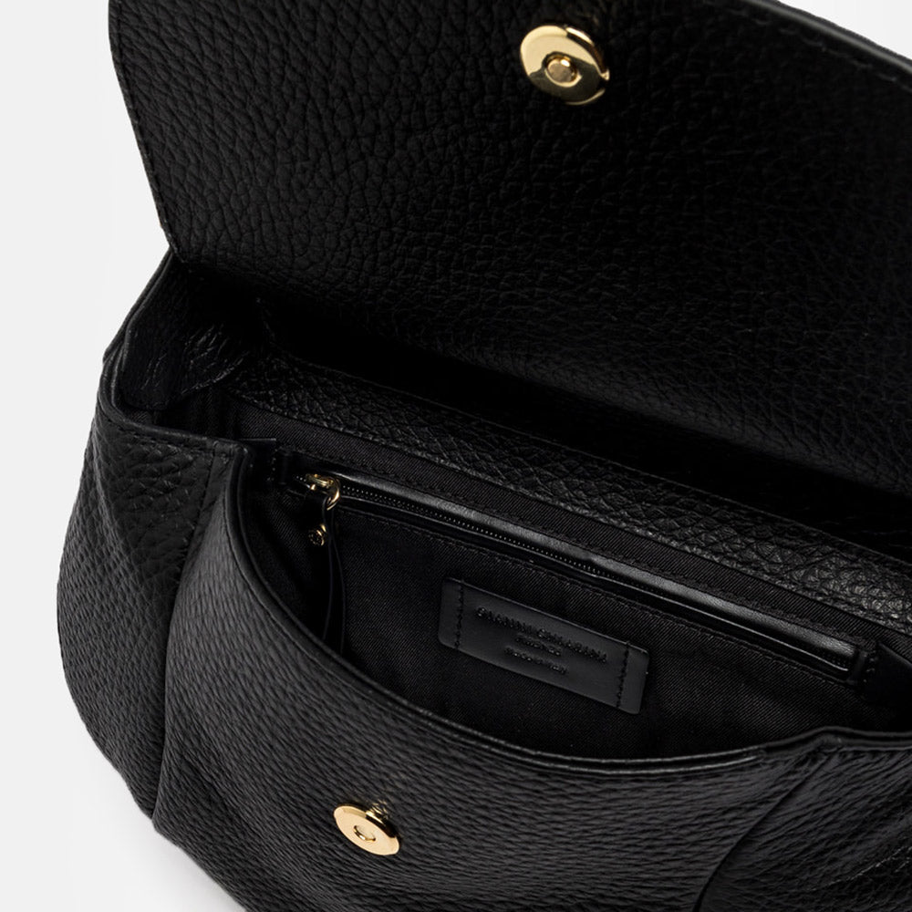 Black Leather Pilar Shoulder Bag, made in Italy by Gianni Chiarini