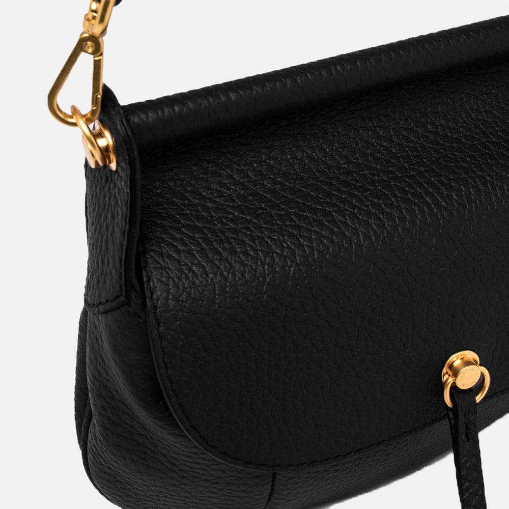 Black Leather Pilar Shoulder Bag, made in Italy by Gianni Chiarini