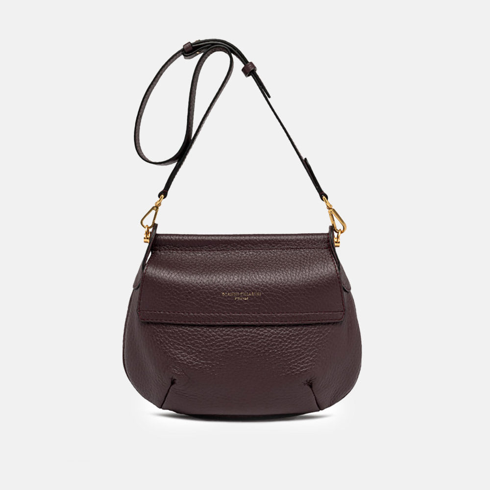 dark purple Leather Pilar Shoulder Bag, made in Italy by Gianni Chiarini