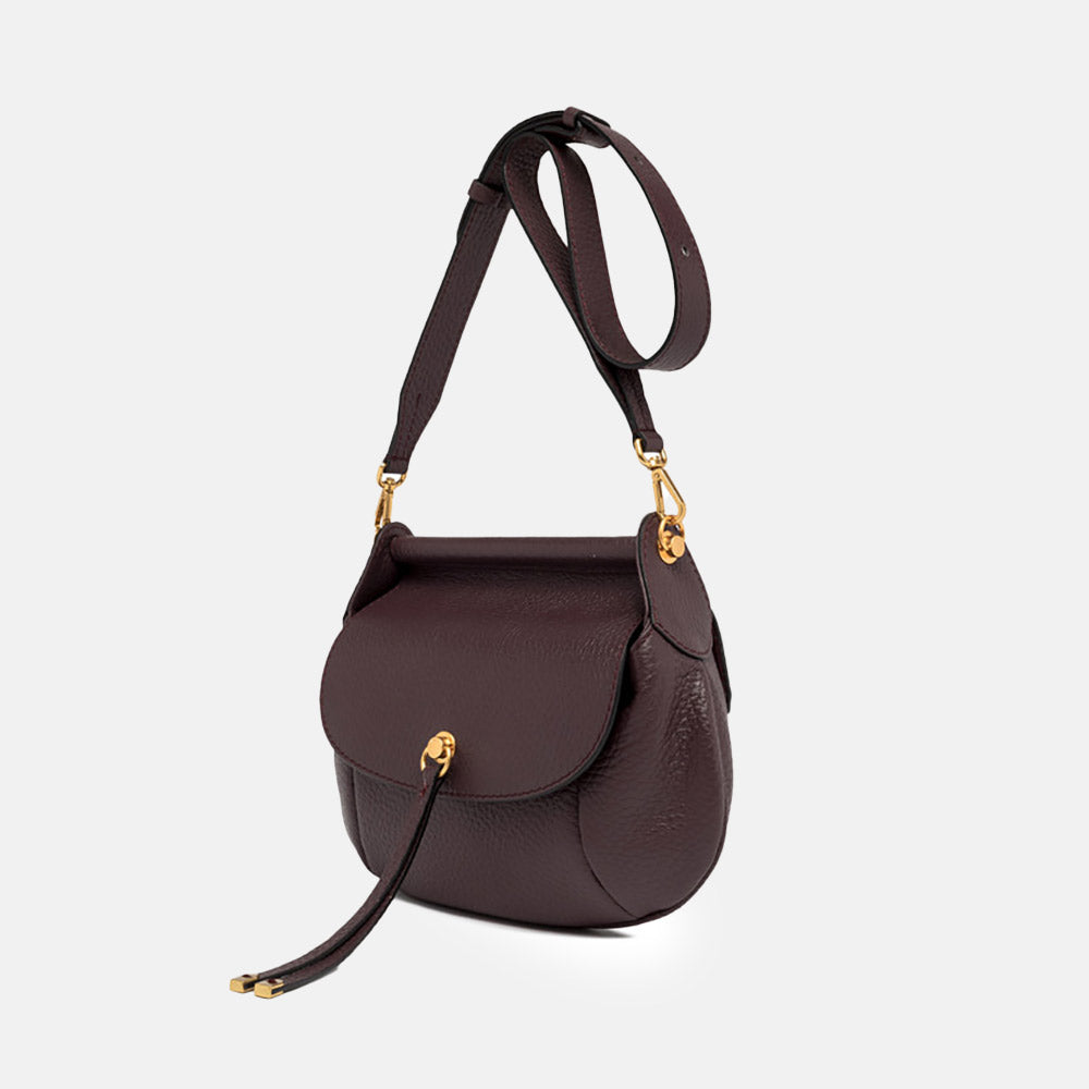 dark purple Leather Pilar Shoulder Bag, made in Italy by Gianni Chiarini