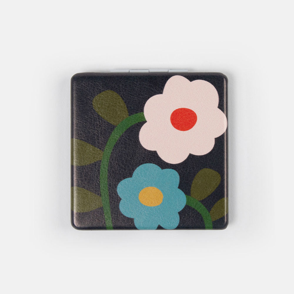printed leather look multi coloured floral pocket mirror