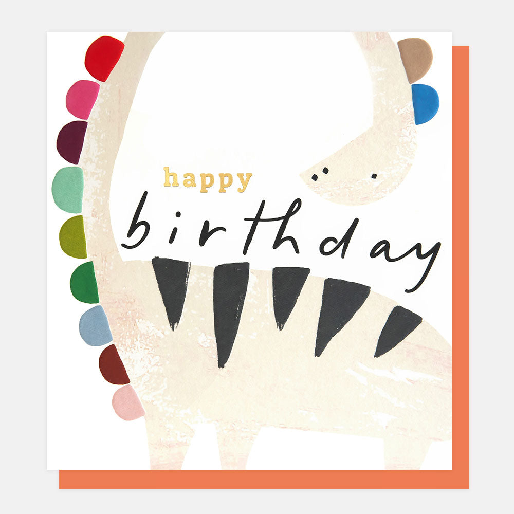 dinosaur with colourful spines happy birthday card