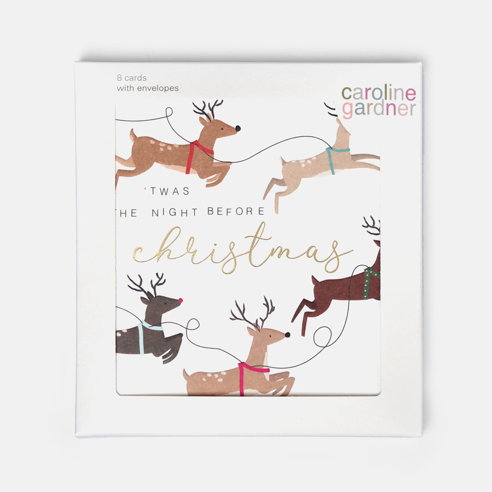 reindeer charity christmas card pack of 8