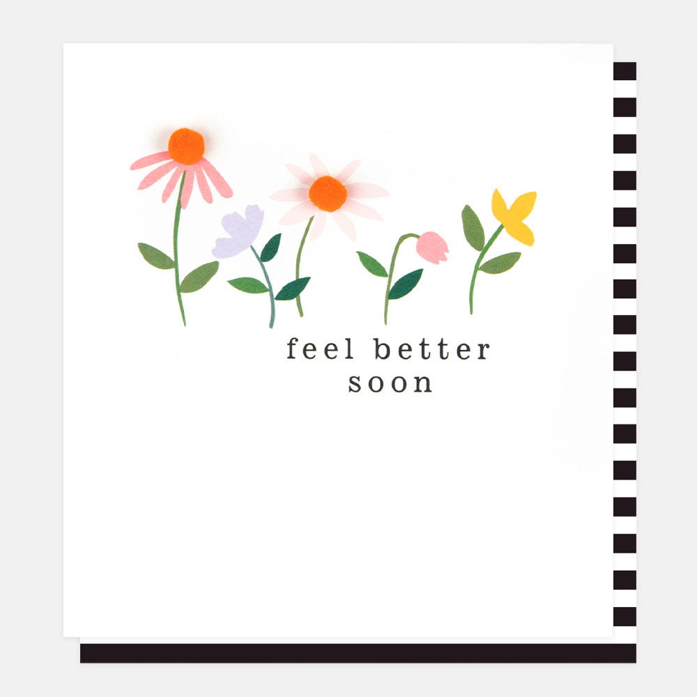 flowers with mini pom poms feel better soon get well card