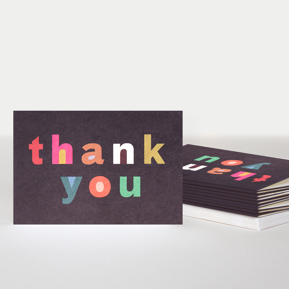 bold text thank you cards, pack of 10