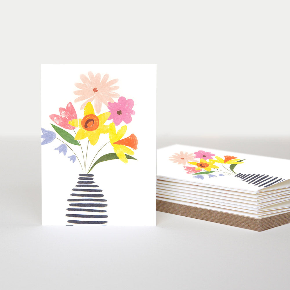 pack of 0 notecards featuring colourful flowers in a vase