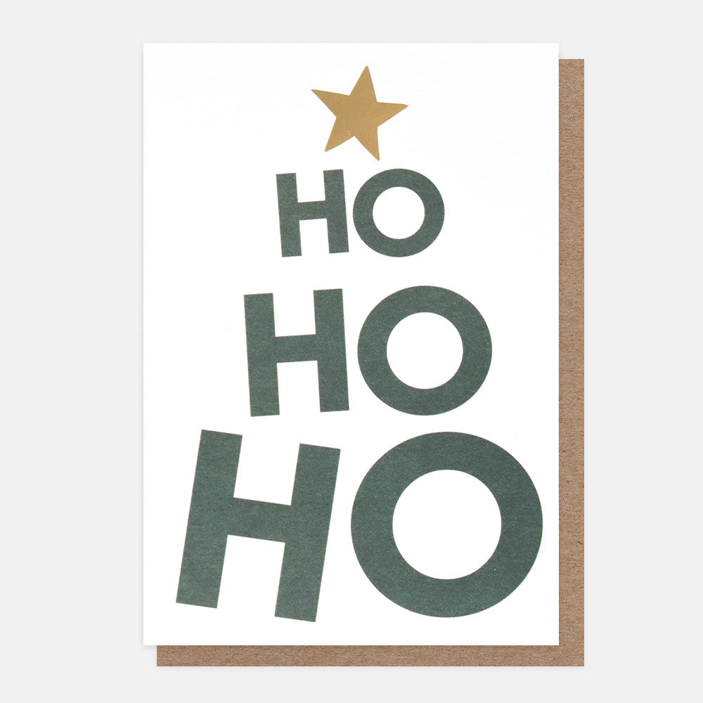 Ho Ho Ho Tree Small Christmas Card Pack of 10