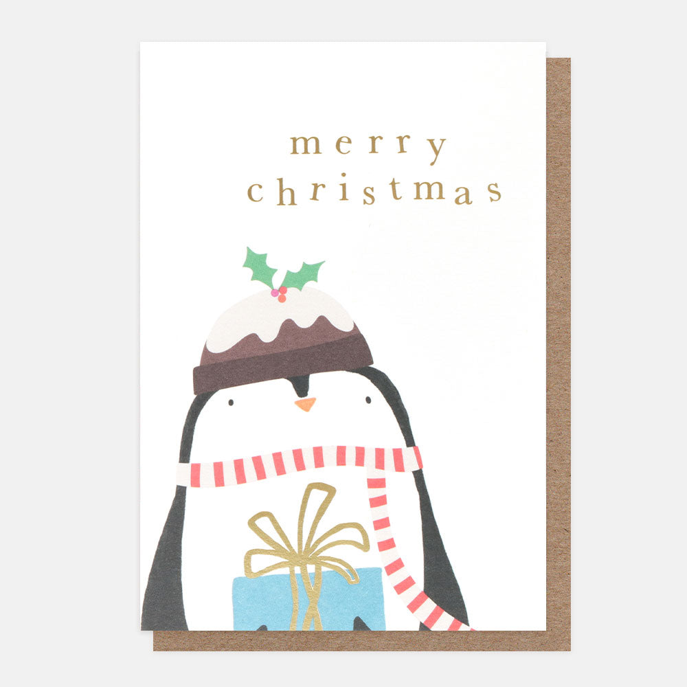 Penguin With Present Small Christmas Card Pack of 10
