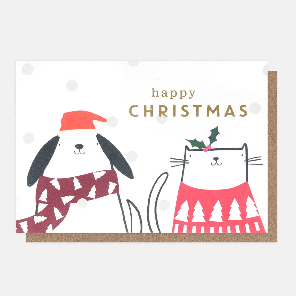 Dog & Cat Small Christmas Card Pack of 10