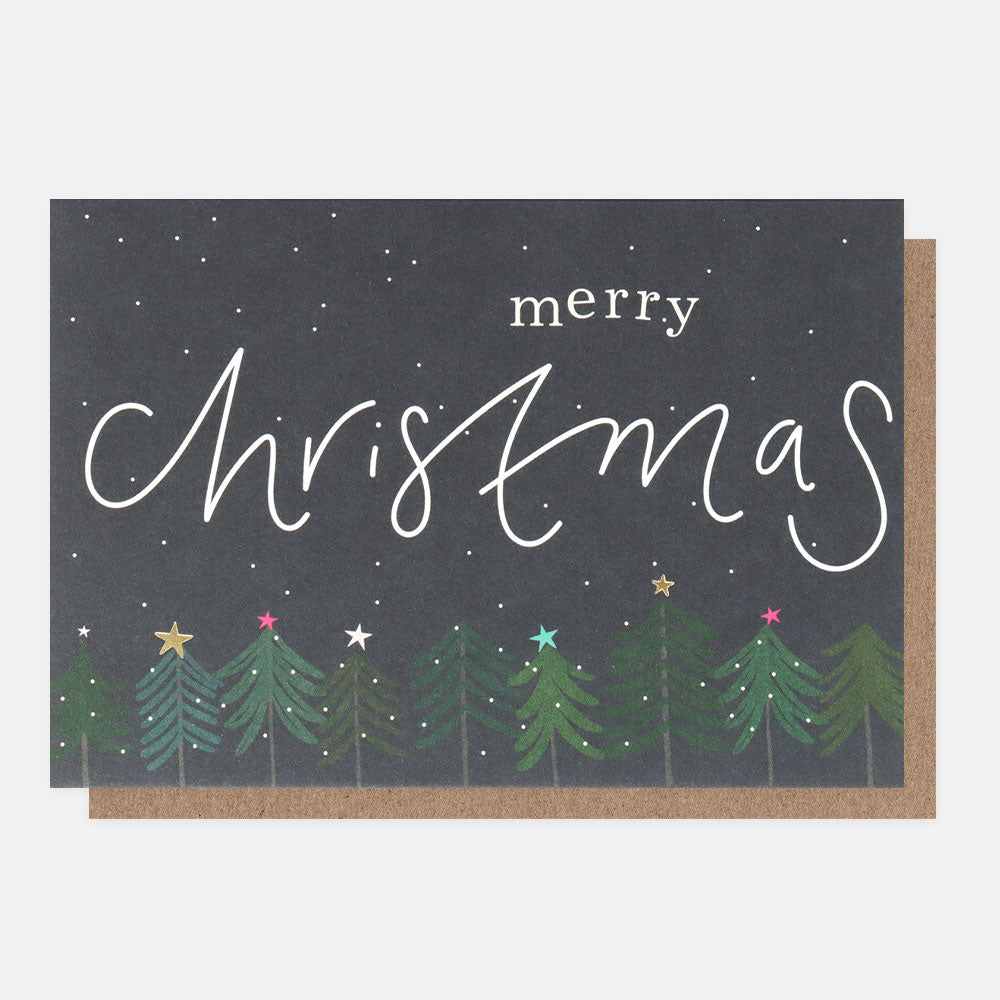Snowy Trees At Night Small Christmas Card Pack of 10