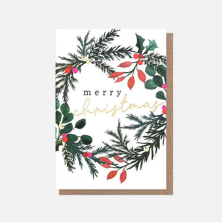 holly & mistletoe wreath pack of 10 small christmas cards